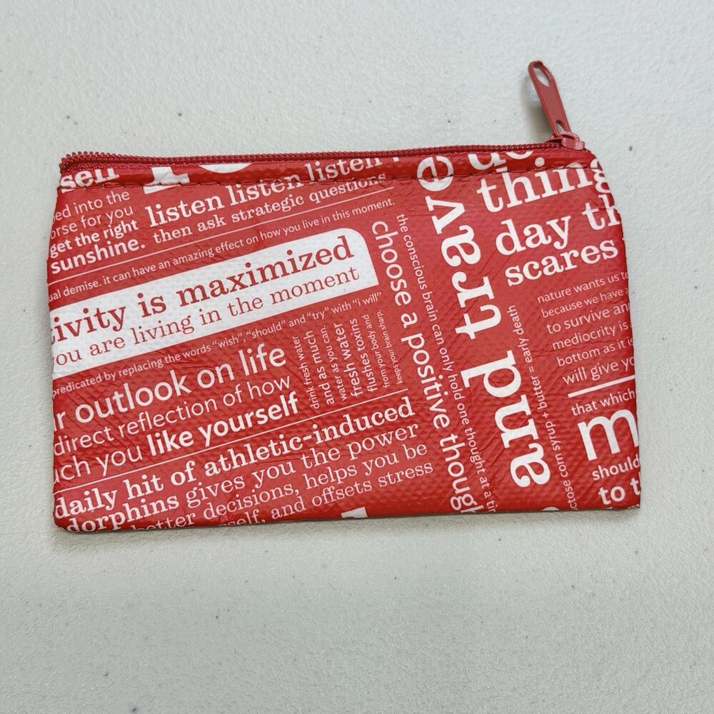 Lululemon Manifesto Zipper Coin Purse Card Holder Wallet Pouch Gift Red White